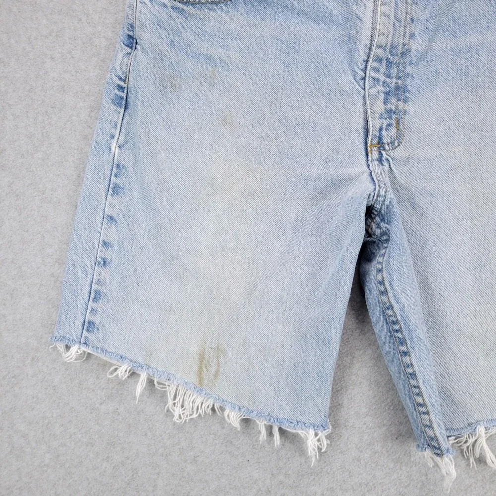 Carhartt Denim Shorts Mens 36 Light Wash Blue B18STW Raw Hem Distressed Cut Offs